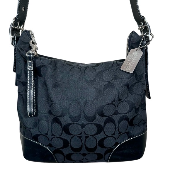 COACH Vintage Monogram Canvas Leather Trim Crossbody - Picture 4 of 14